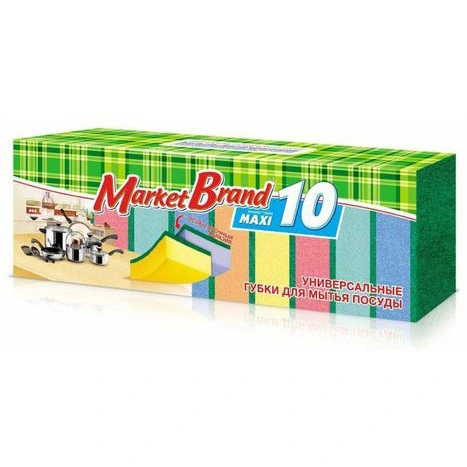 Губка для посуды "Маркет Бренд" Макси 10 шт 