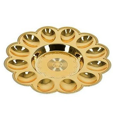 Блюдо пластиковое для кулича и 12 яиц "Праздничное", 23 см, золото MARMITON /24