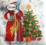 Салфетки бумажные 24*24 Design Дед Мороз и ель, 1 слой, 40л