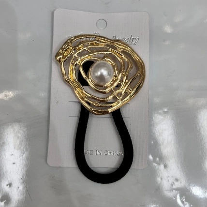 Резинка для волос с декором "AKS - DesignPRO", ракушка, цвет золото, 4,5*4см