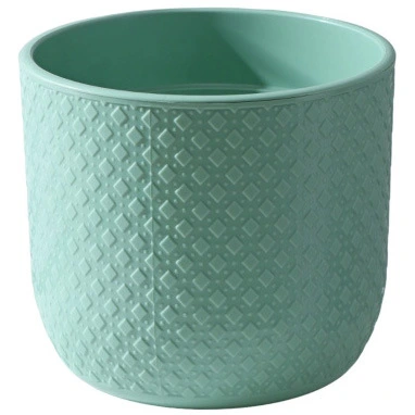 Кашпо для цветов пластиковое 3,2л d-17,5см "Клевер" во вставкой нефритовый