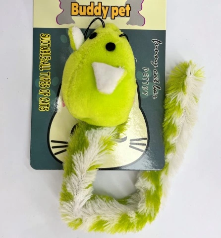 Игрушка - мышка для кошек "ЦЕПКИЕ ЛАПКИ", цвет зеленый, шуршащий хвостик 7см