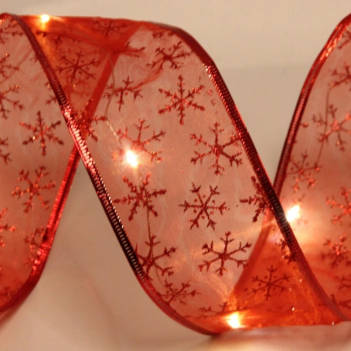 Гирлянда для дома ЛЕНТА ДЕКОРАТИВНАЯ  Снежинки 2,0 м, 6 см (на батарейках), Красный (подсветка теплый белый)_4