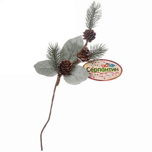 Ветка хвойная "Зимнее утро", 29 см