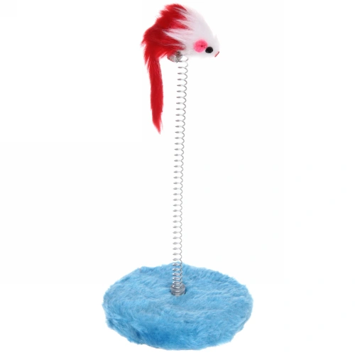 Игрушка для кошек на пружине "Поймай меня" 10*10*20см с бубенцом, цвет голубой✦