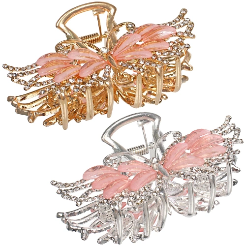 Заколка - краб для волос на блистере "LAVITA", бабочка, цвет серебро и золото, 7,5*3,5см