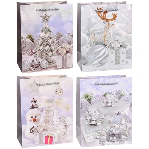 Пакет подарочный "Серебряная сказка" 23*18*10 см, микс