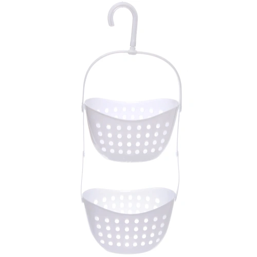 Корзина - органайзер для хранения подвесная "ЛЕНАРО", цвет белый, две секции, 23*16*57см 