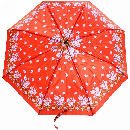 Зонт женский полуавтомат Ультрамарин - Венера, микс 6 цветов, 8 спиц, d-100см, длина в слож виде 28см, голубые цветы_14