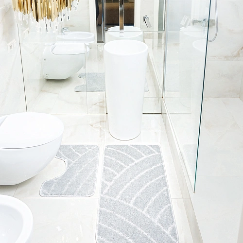 Комплект ковриков для ванной и туалета My Crystal серия Gold 60*100 и 50*60 Радуга,светло-серый