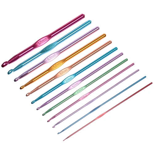 Крючки вязальные металлические в наборе 12шт Favorite Hous, цвет как на фото, от 2мм до 8мм (в пакете)_2