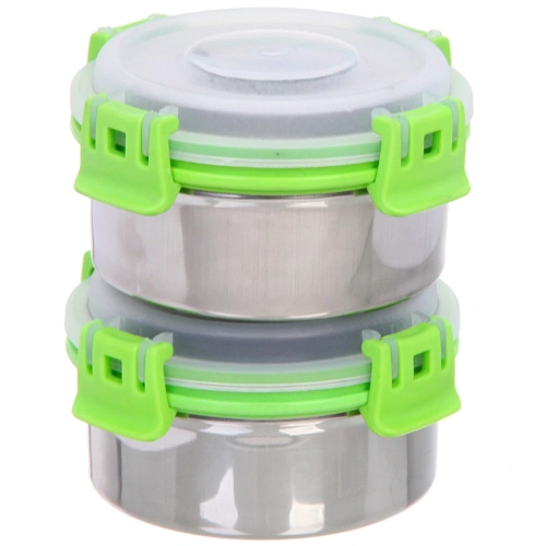 Набор Ланч-бокс 2шт 106см из нержавеющей стали с пластиковой крышкой в чехле_4