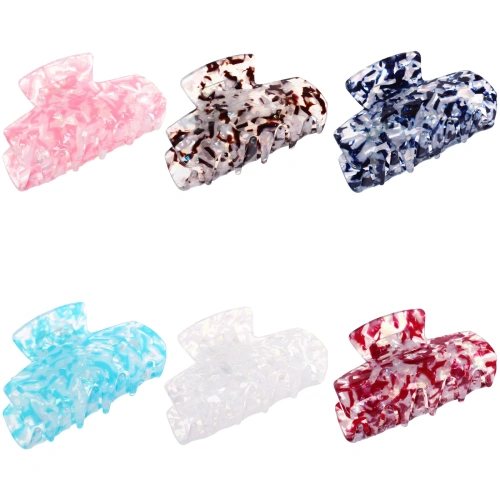 Заколка - краб для волос "AKS-EMPIRE", прямоугольник, микс 6 цветов, 7,8*4,5см