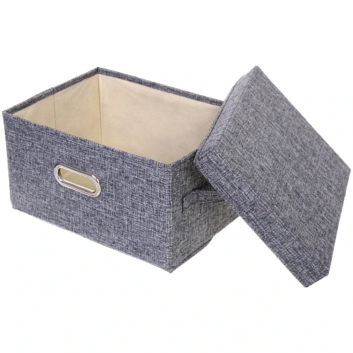 Коробка для хранения вещей складная с крышкой ДЭСТРА, цвет серый, 322418см_4