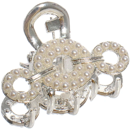 Заколка - краб для волос на блистере 1шт PREMIUM, сокраменто, цвет серебро и золото, 2526см_8