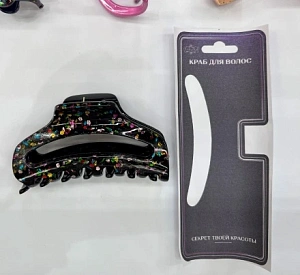 Заколка - краб для волос "AKS - VIENTO", микс 6 цветов, трапеция, 9,5*3,3см 