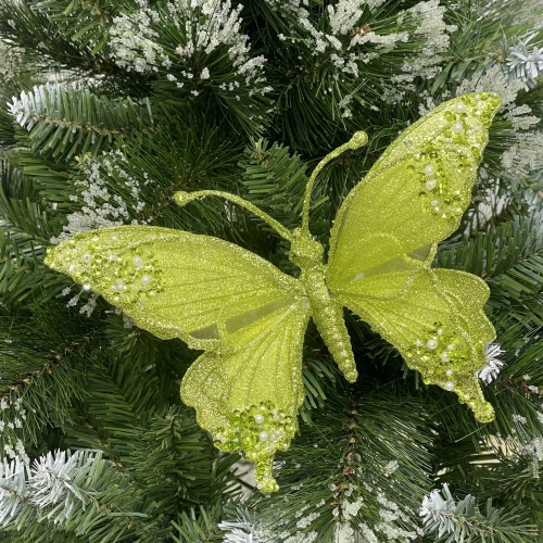 Украшение новогоднее "Бабочка - Изящный полет" 24.5*9*17 см, Салатовый