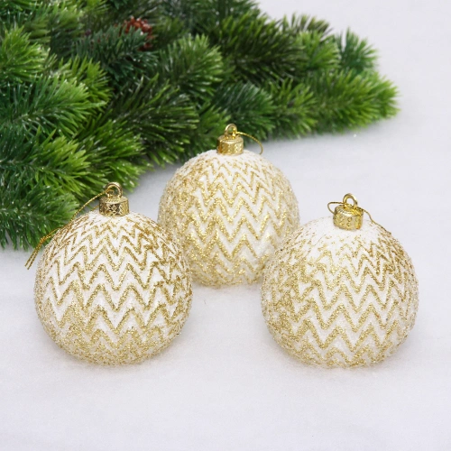 Новогодние шары VERSAILLES "Антарес" 8 см (набор 3 шт), Золото