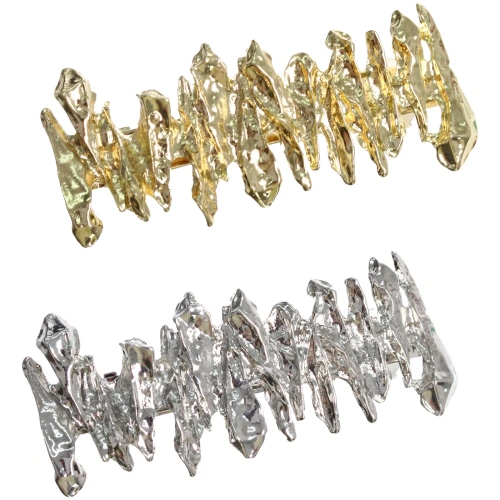 Заколка-автомат для волос "AKS - DesignPRO", зиг-заг, цвет золото и хром, 6,5*2,5см