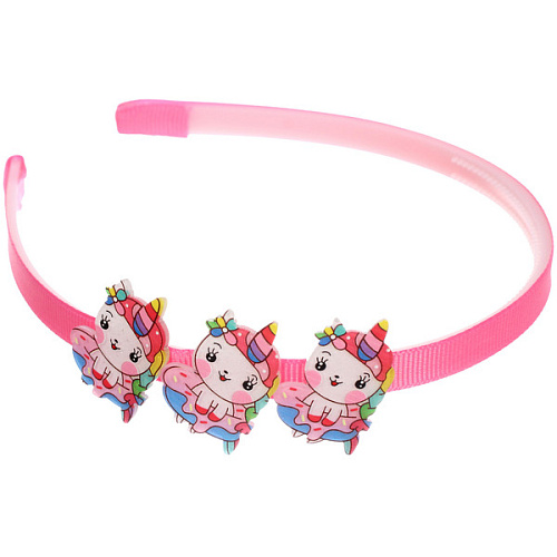 Ободок для волос детский на блистере РОЗОВОЕ ОБЛАКО, единорог, микс 6 цветов, 1см_12