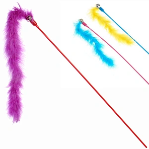 Игрушка - дразнилка на палочке "ЦапЦап", пушистик и колокольчик, микс три цвета, 50см ( пакет с подвесом)
