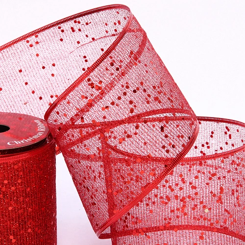 Лента для декорирования Мерцание 10 см, 2,7 м, Красный_6