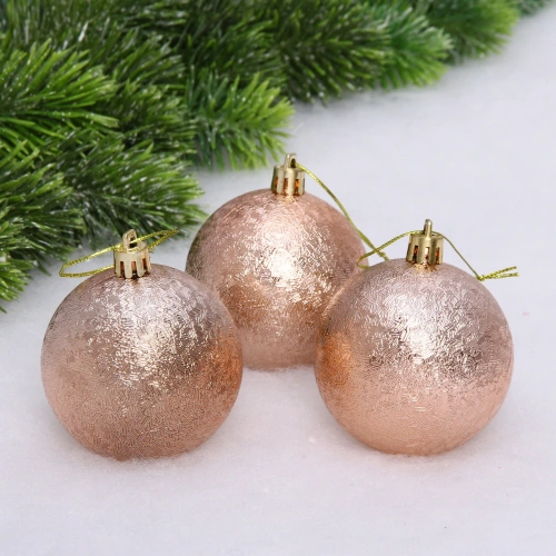 Новогодние шары 7см (набор 3шт) "Мягкий блеск", шампань