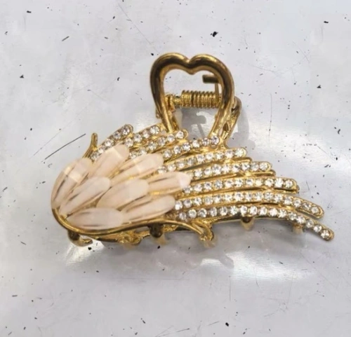 Заколка - краб для волос на блистере "LAVITA", крылышко, цвет серебро и золото, 6,3*4см