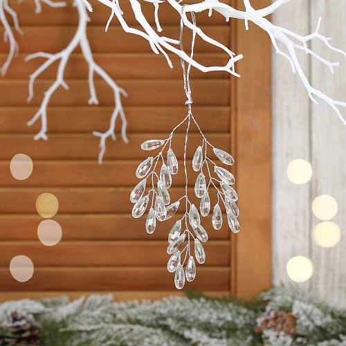 Ветка декоративная "Волшебство ночи" 20 см, Прозрачный