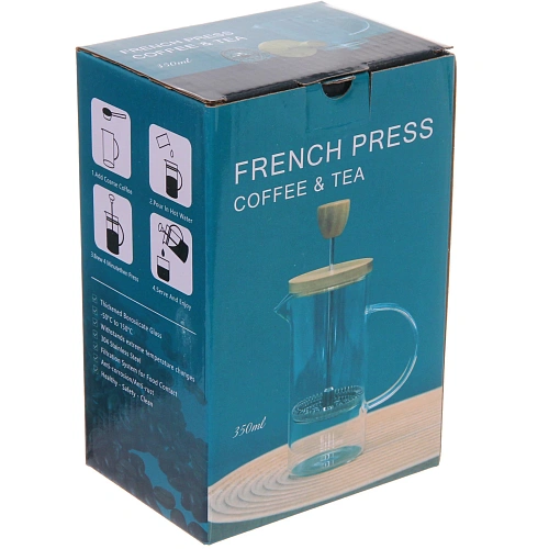 Френч-пресс 350мл Хай-Тек с бамбуковой крышкой_4