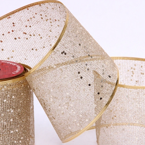 Лента для декорирования Мерцание 10 см, 2,7 м, Шампань_6