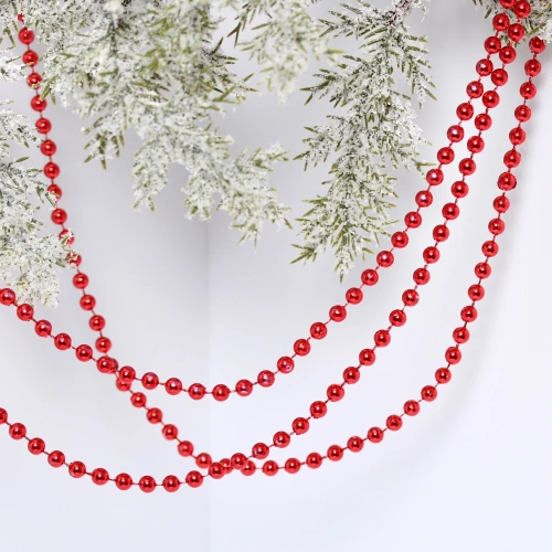 Бусы на ёлку 1,5м "Шарики" d-6мм, Красный