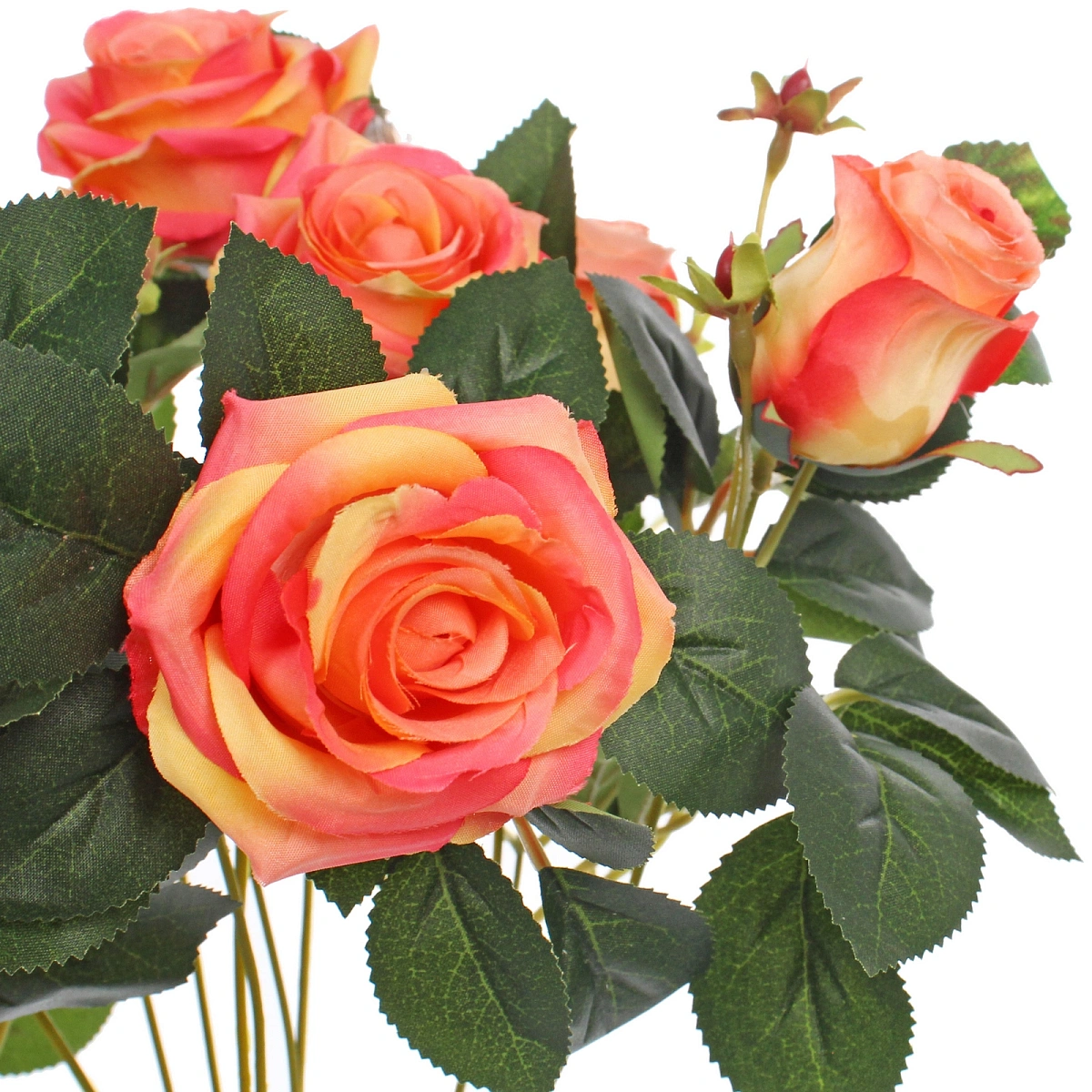 Искусственные цветы "Розовая фантазия" 48см 13 цветков оранжевые