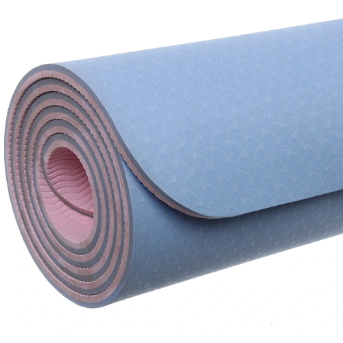 Коврик для йоги 6 мм 183х68 см Энергия 2х сторонний TPE, голубойрозовый_8