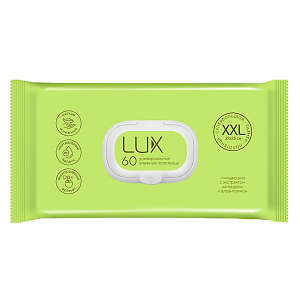 Влажные полотенца LUX №60 полотенца очищающие универсальные с календулой и аллантоином XXL с пластиковым клапаном