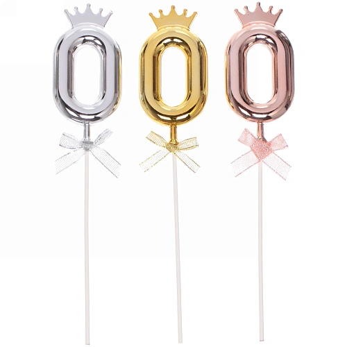 Топпер Цифра Королевский вечер "0" 22 см , микс