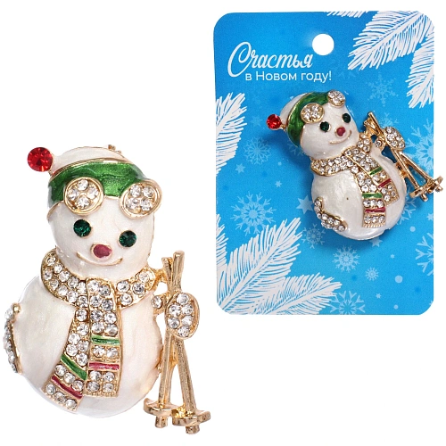 Брошь "Зимняя сказка - Снеговичок" 3,8*2,8см