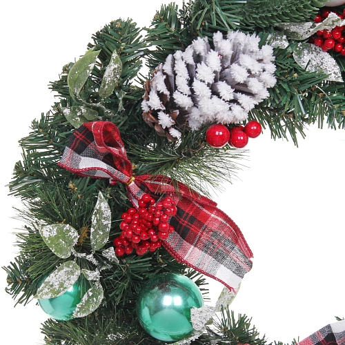 Венок хвойный новогодний Рождественский день 50 см, резина, леска, ПВХ (SSQ1914A-50)_9