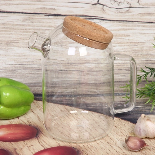 Чайник заварочный стеклянный 1200мл Хай-Тек с пробковой крышкой_7