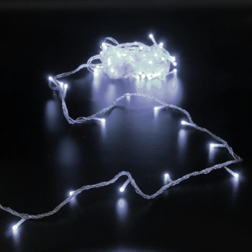 Гирлянда для улицы "Bright light" 10 м 100 ламп LED прозрач.пров.,8 реж, IP-54, Белый (возможность соединения)