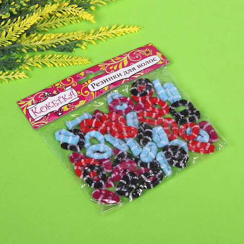 Резинки для волос 50шт Кокетка - Лапушки, цвет микс, d-2см_4