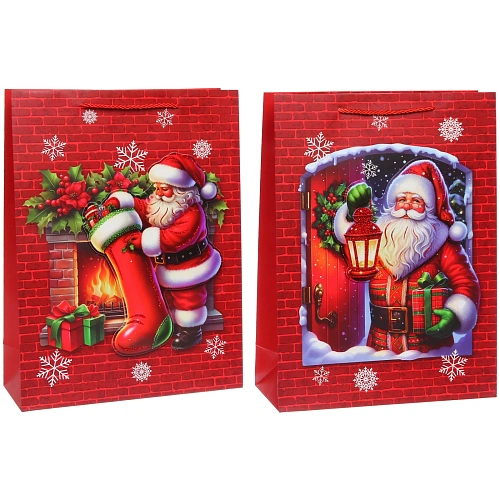 Пакет подарочный Добрый  Дедушка Мороз 40X30X12 см_3