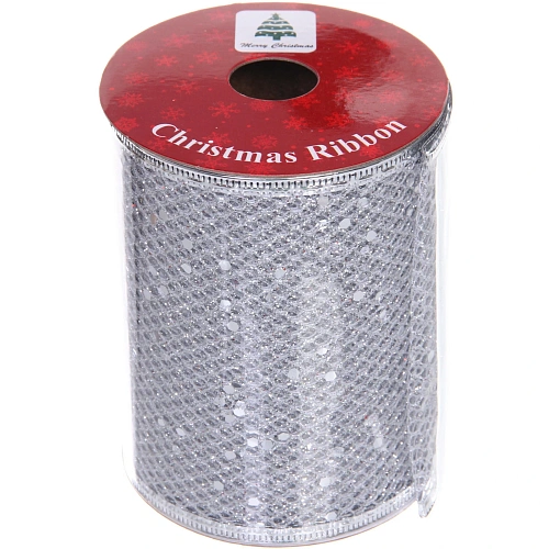 Лента для декорирования Мерцание 10 см, 2,7  м, Серебро_4