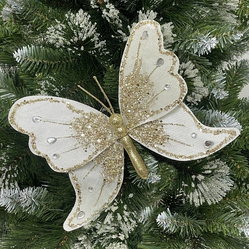Украшение новогоднее "Искристая бабочка" 19*19 см, Белый