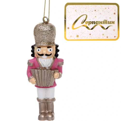 Ёлочная игрушка "Солдат с баяном" 10*3 см
