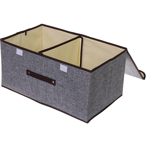 Короб - органайзер складной стеллажный для хранения вещей ДОМания, цвет серый, два отделения, 503025см (лейбл)_4