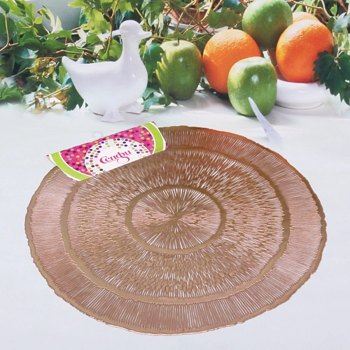 Салфетка плетеная 38см Бесконечность розовое золото_3