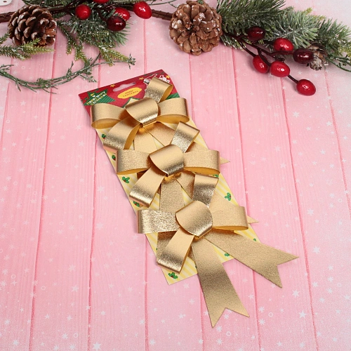 Бант на ёлку Сказочные блики (набор 3 шт), Золото_3