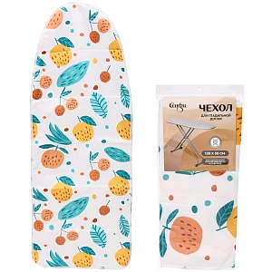 Чехол для гладильной доски, Фрукты, п/э, подклад поролон, на шнурке, 130*50 см