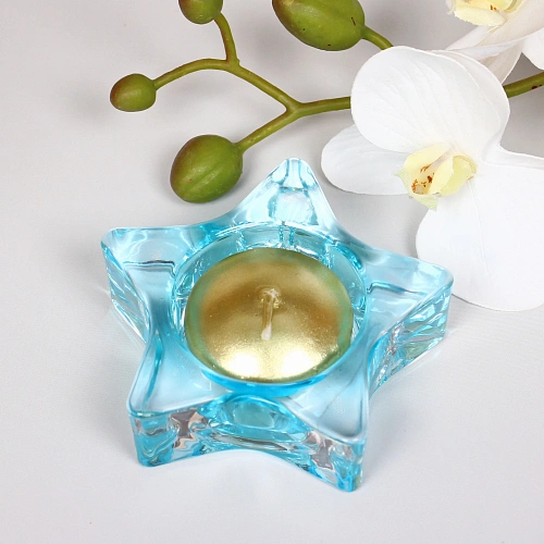 Подсвечник "Tea-звезда" 7,5*2,5см цвет голубой
